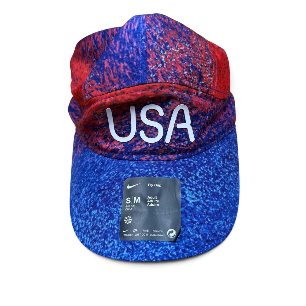 Nike Team USA Dri-FIT ADV Fly Cap Running Hat Red Blue FN2348-635 S/M NEW
